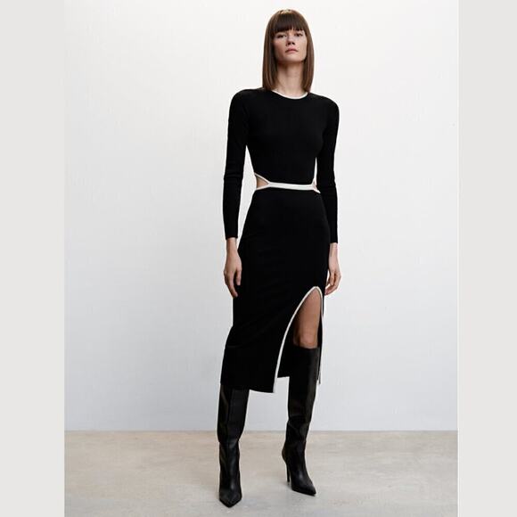 RARE!!! MANGO Contrast Piping Knit Dress NWT - Picture 14 of 16